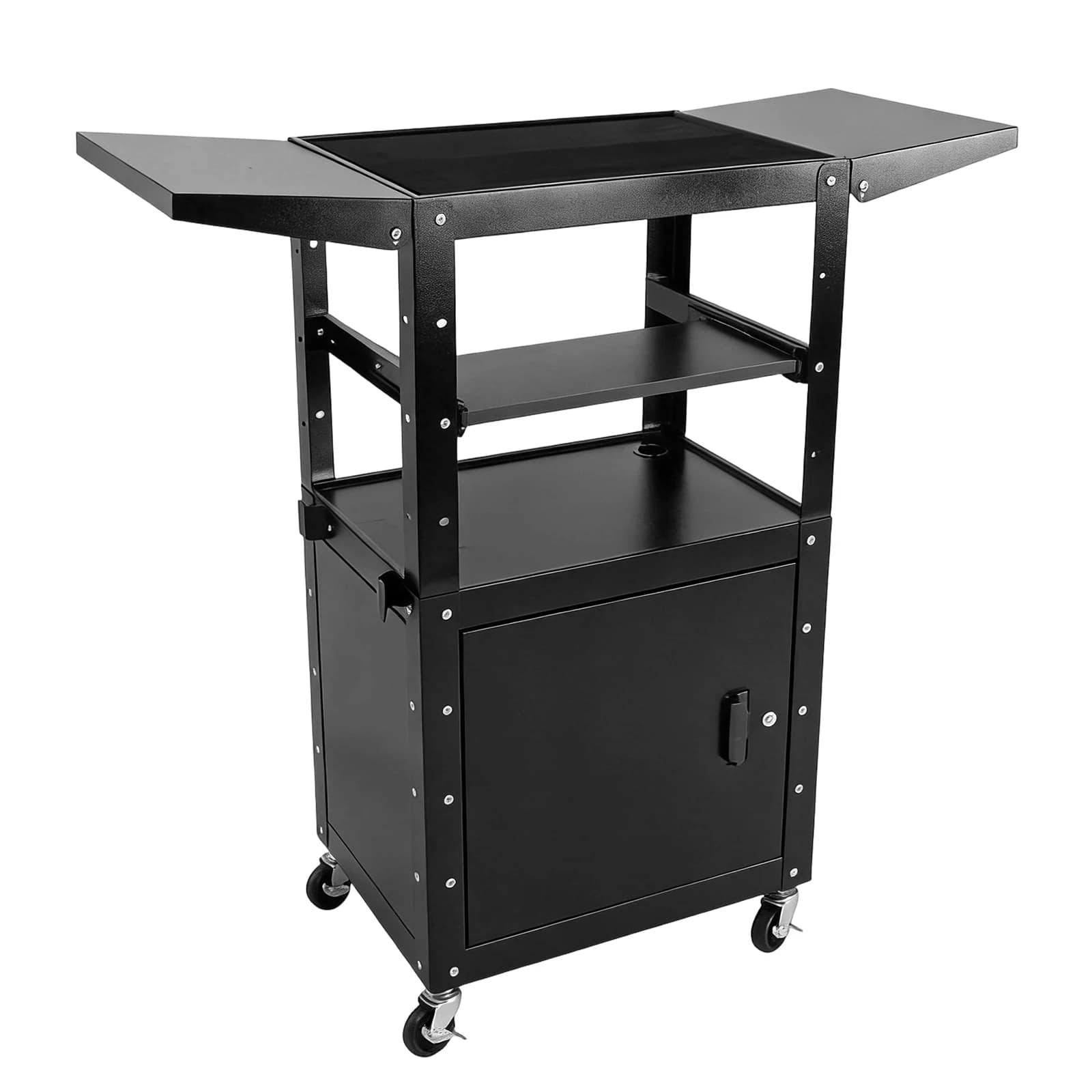 Carrello per computer portatile per stampante 3D con armadietto con serratura e vassoio per tastiera, altezza regolabile da 36 a 44 pollici, portata 110 libbre, per uso domestico o in ufficio