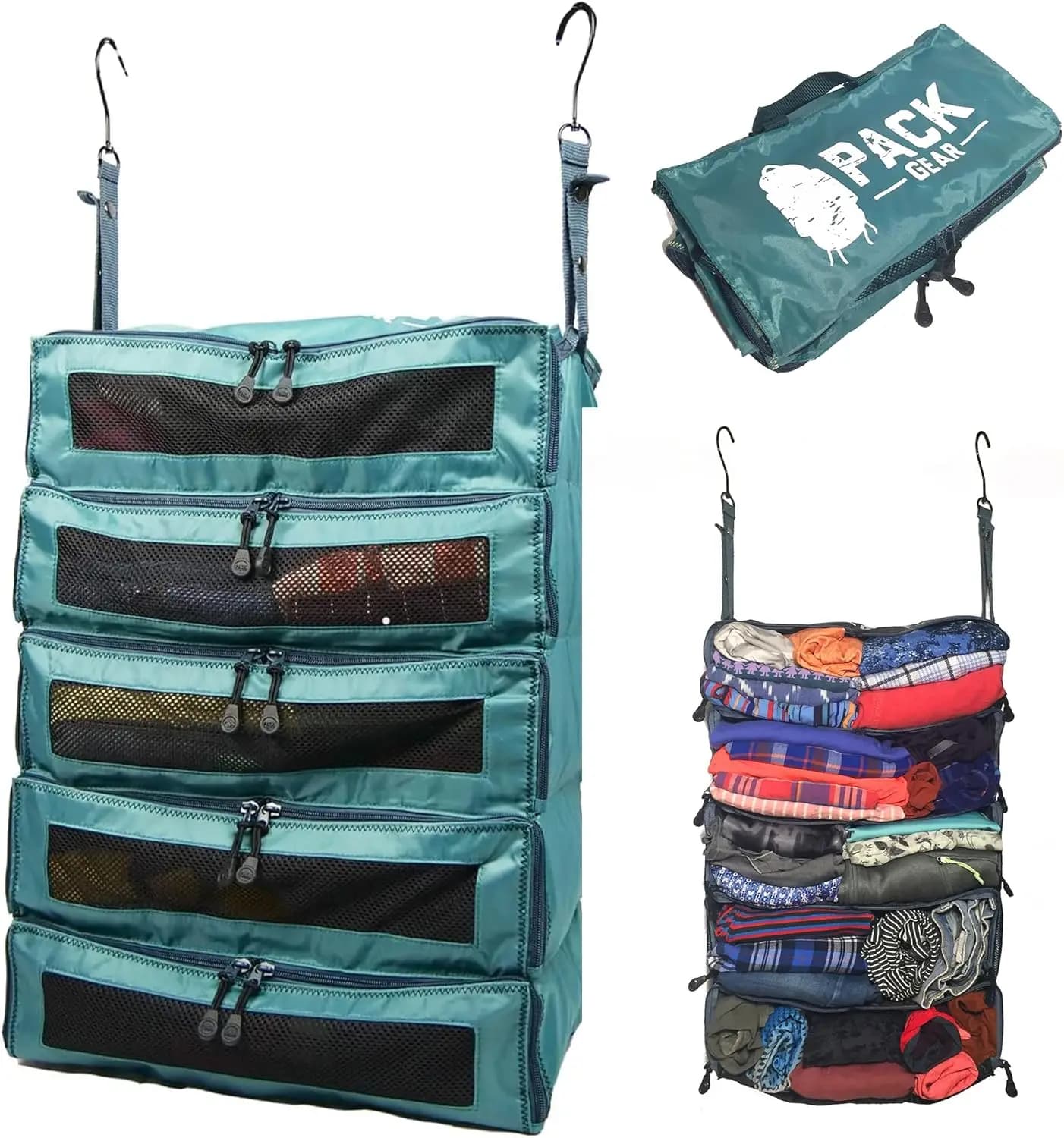 Organizer da Viaggio XL con Finestre in Rete - Cubi Organizzatori Verdi per Facile Accesso agli Abiti Durante il Viaggio