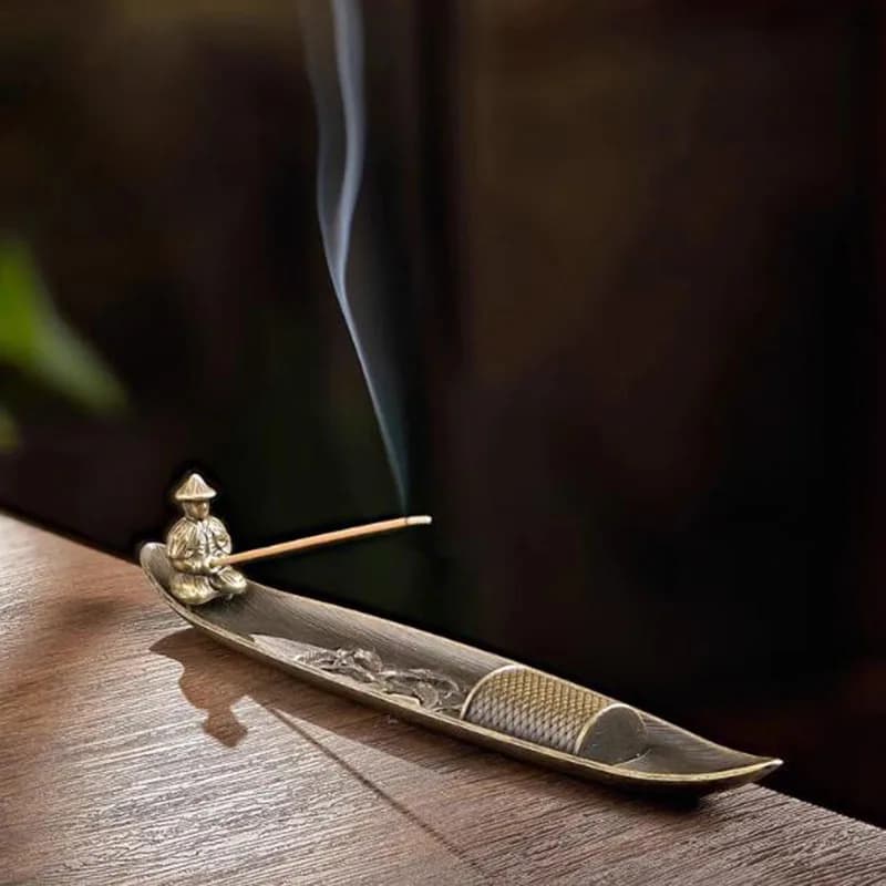 Creativo in lega di zinco bastoncino di legno di sandalo porta incenso Jiangtaigong pesca fragranza incensiere barca soggiorno decorazioni per la casa
