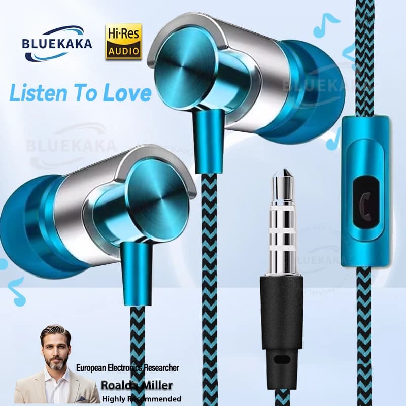 New updates, 3.5 mm wired headphones, in-ear sports headphones with noise cancellation, double driver, low stereo, HiFi gaming headphones with microphone.