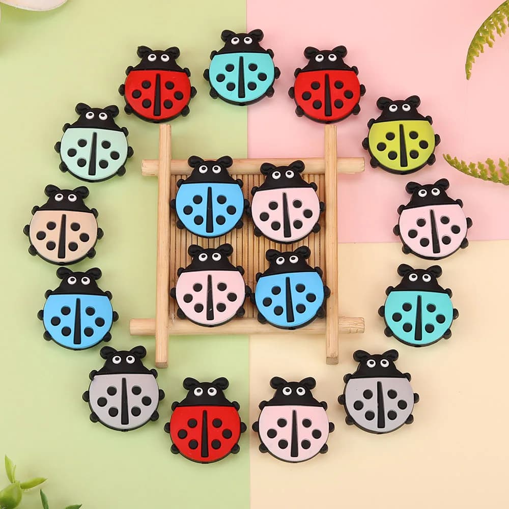 8 perline in silicone a forma di coccinella per la creazione di gioielli fai da te, braccialetti, collane, orecchini, ecc. Accessori personalizzati