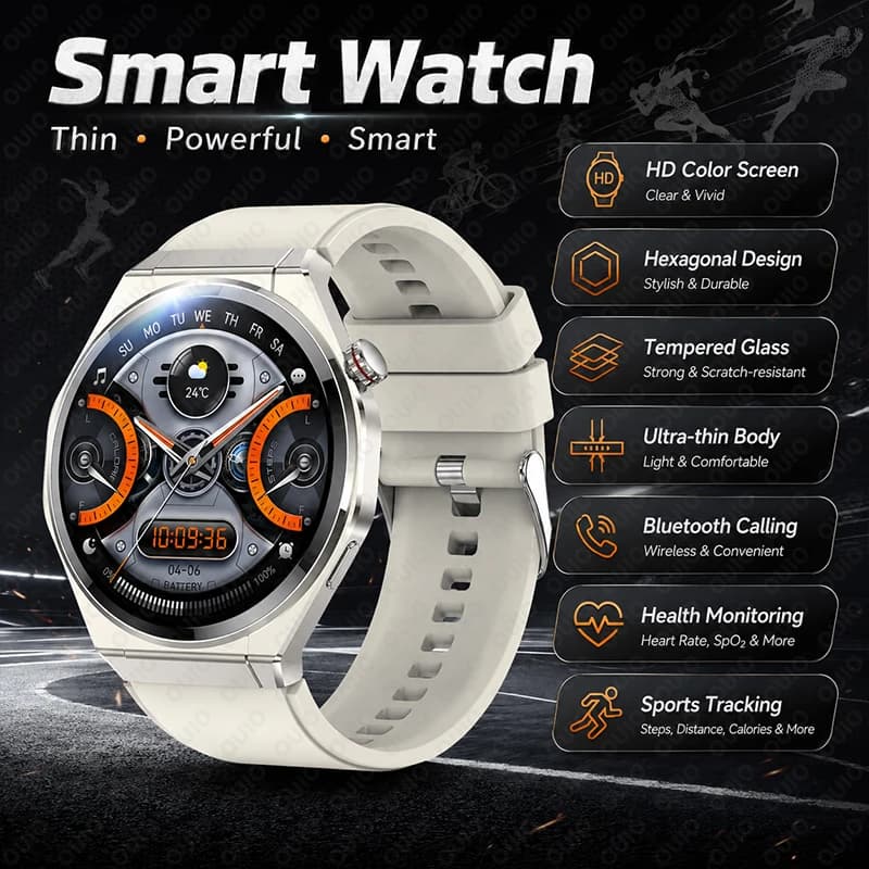 New Wireless Calling Sports Smart Watch Voice Assistant Multi-sport Mode 1.43HD Screen Health Monitoring Men Women Smart Watch