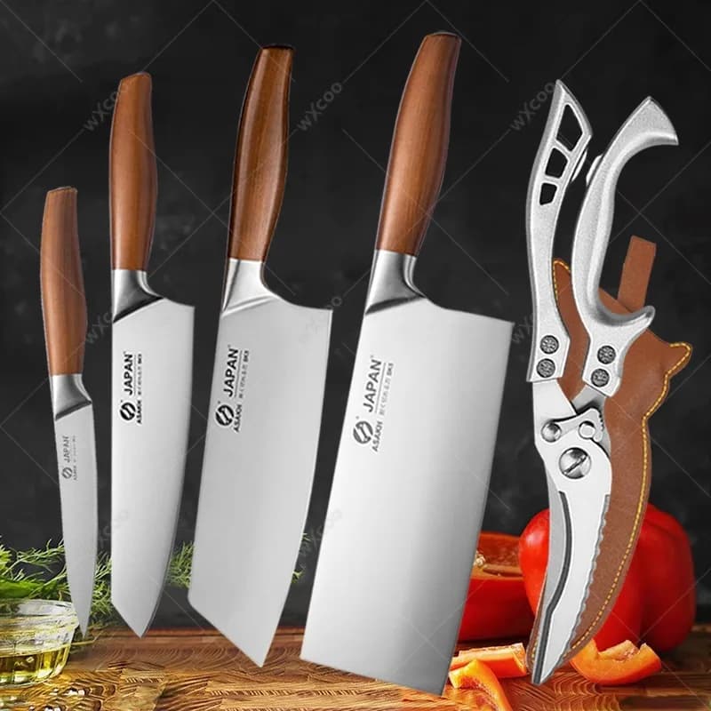 WXCOO Coltelli da cucina giapponesi Coltello da chef professionale in acciaio inossidabile Filetto di pesce Mannaia per carne Coltello per affettare Strumenti di cottura