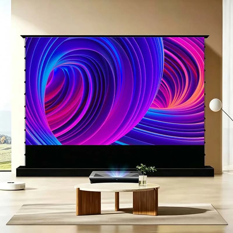 Schermo per proiettore motorizzato Fresnel ALR da pavimento, 72-100 pollici, 3D 8K, con tecnologia di rifiuto della luce ambientale, per proiezioni a lunga distanza, Home Theater