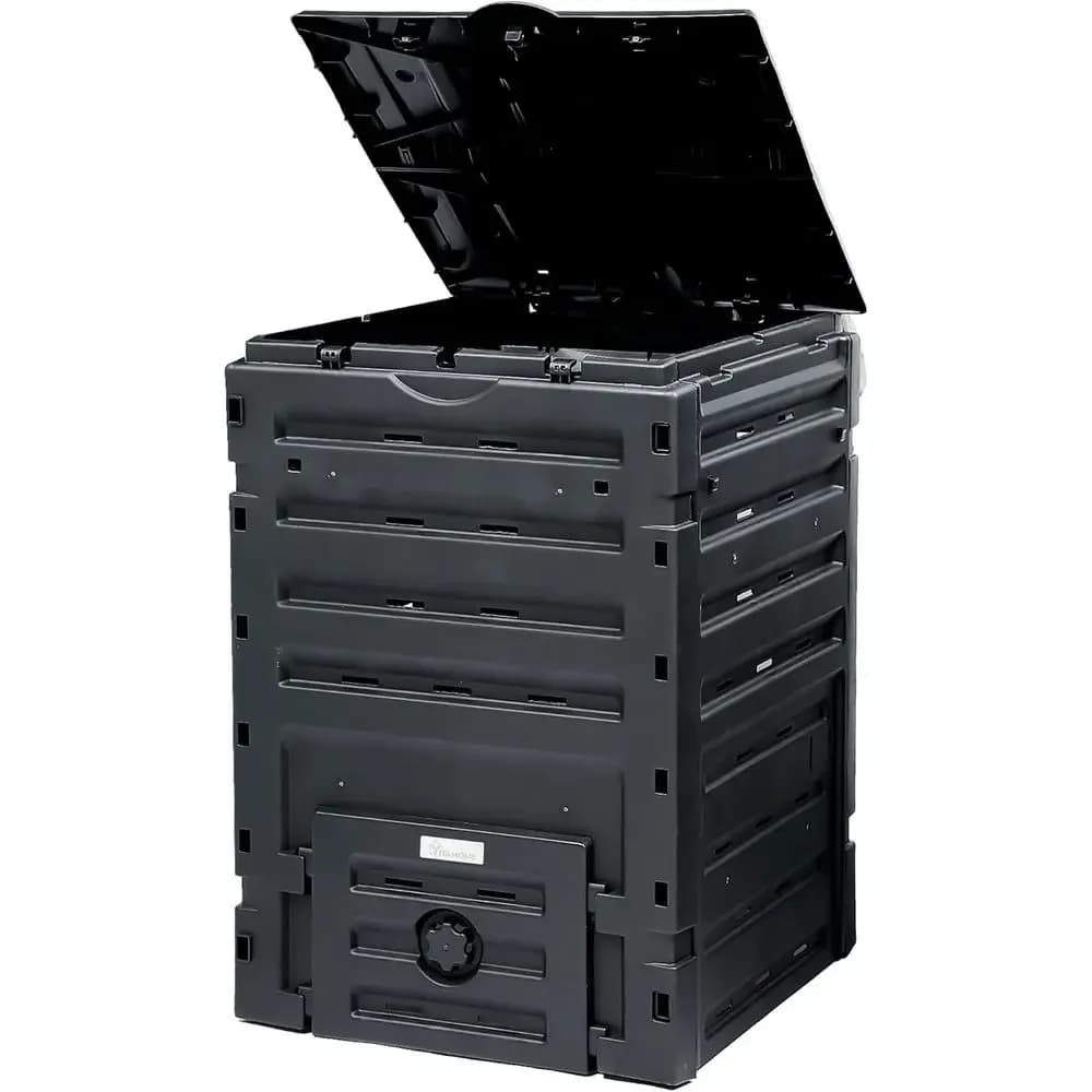 Large 120 Gallon Outdoor Compost Bin with Snap-on Lid and Aeration, Lightweight Tumbler for Garden Composting
