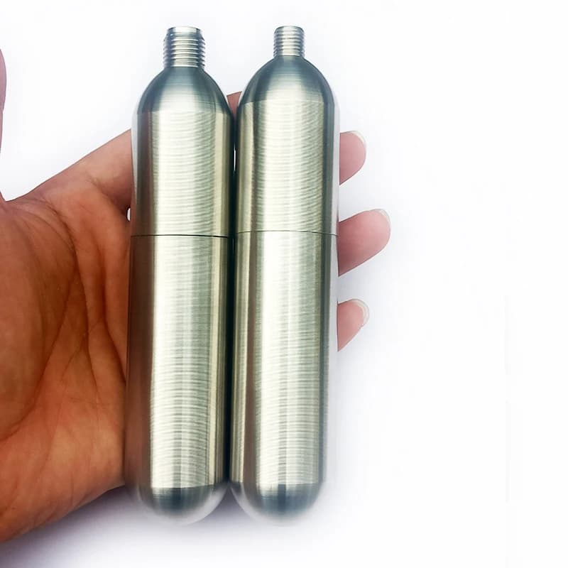 Cartuccia di Co2 ricaricabile in acciaio inossidabile da 45 g per rafting all'aperto Giubbotto di salvataggio gonfiabile Giubbotto di salvataggio Kayak Sport acquatici Airbag Acces