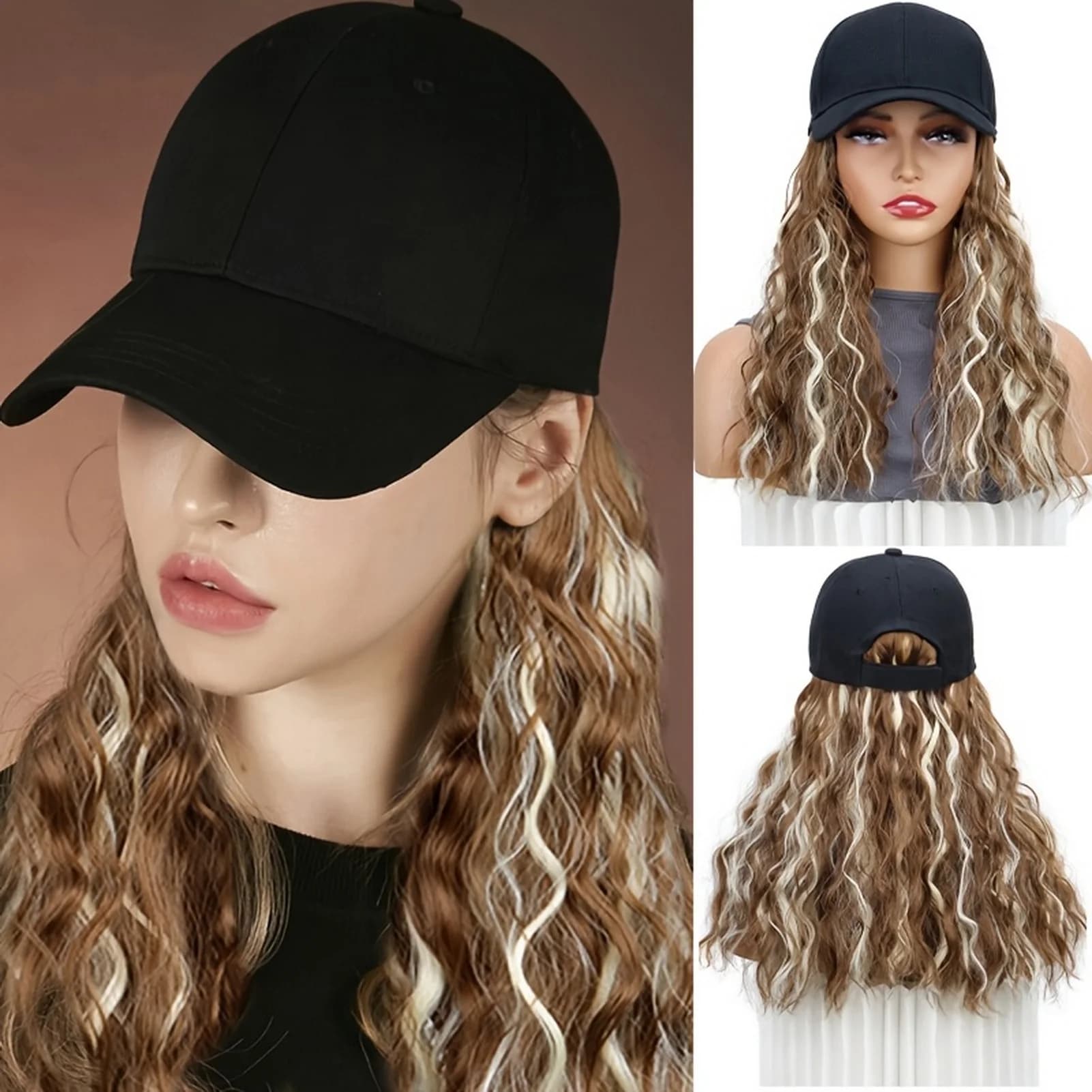 Berretto da baseball con estensioni dei capelli Parrucche traspiranti da donna Cappelli per concerti Feste a tema Matrimoni Dropshipping dagli Stati Uniti