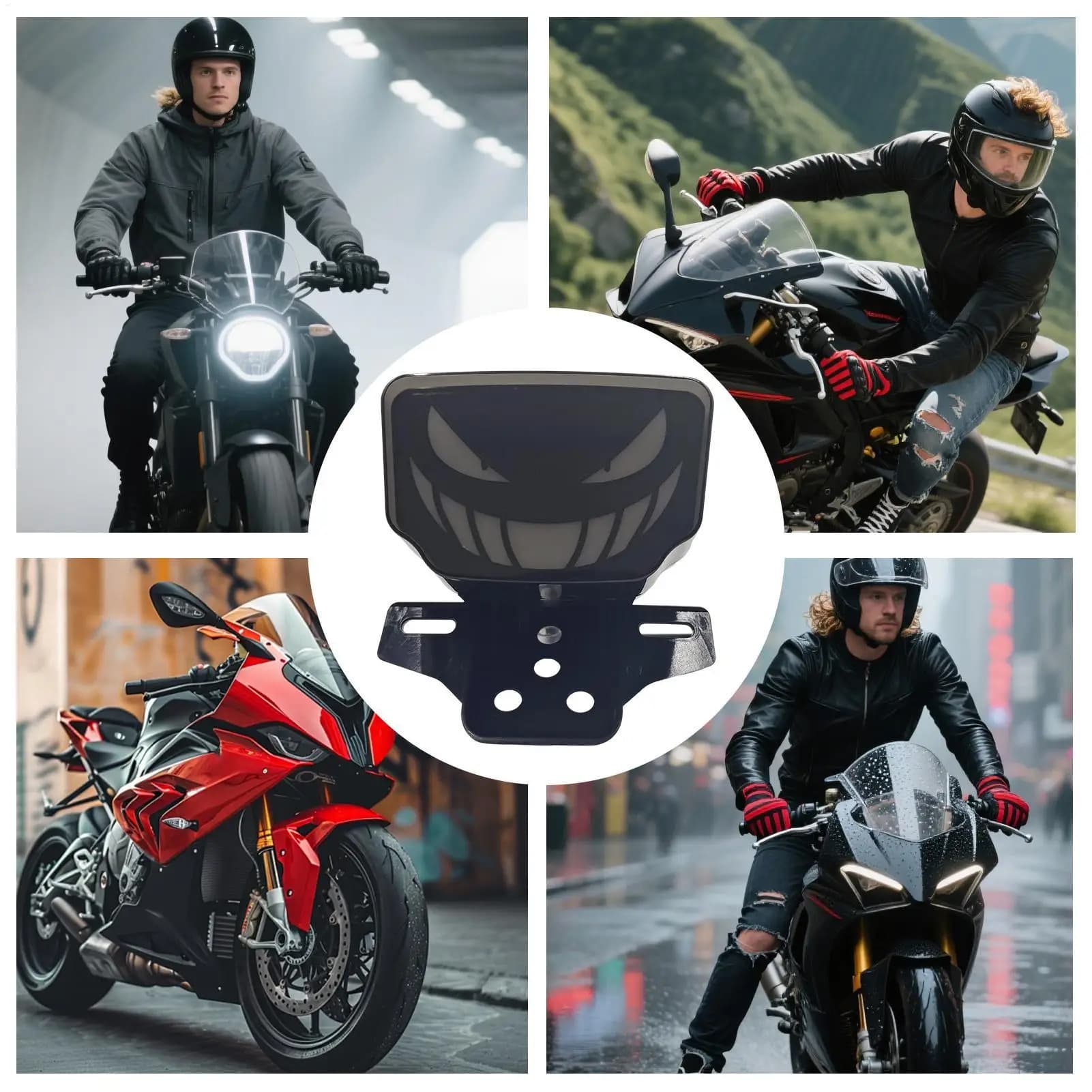 Backlight for cross bike 12V Brake lamp for motorcycle Terrific smile face LED Back light for motorcycle change long