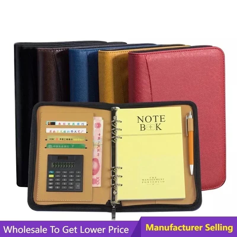 Notebook Business Daily Planner Raccoglitore Notebook Agenda Memo in vera pelle Cartella Blocco note con calcolatrice Cancelleria