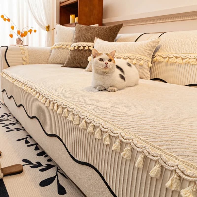 1 piece of French high-end shaped Chenier sofa cushion all season universal anti slip seat cushion straight row cover cloth