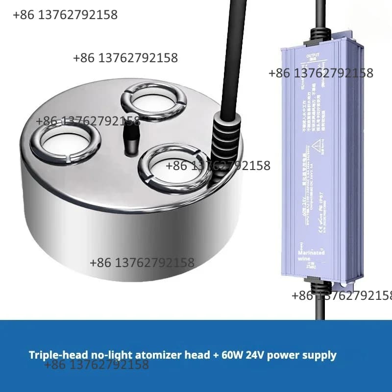 Colorful Light 3 Head Ultrasonic Atomizer 24V Water Fountain Pond Mist Humidifier Air Nebulizer Diffuser Fitting