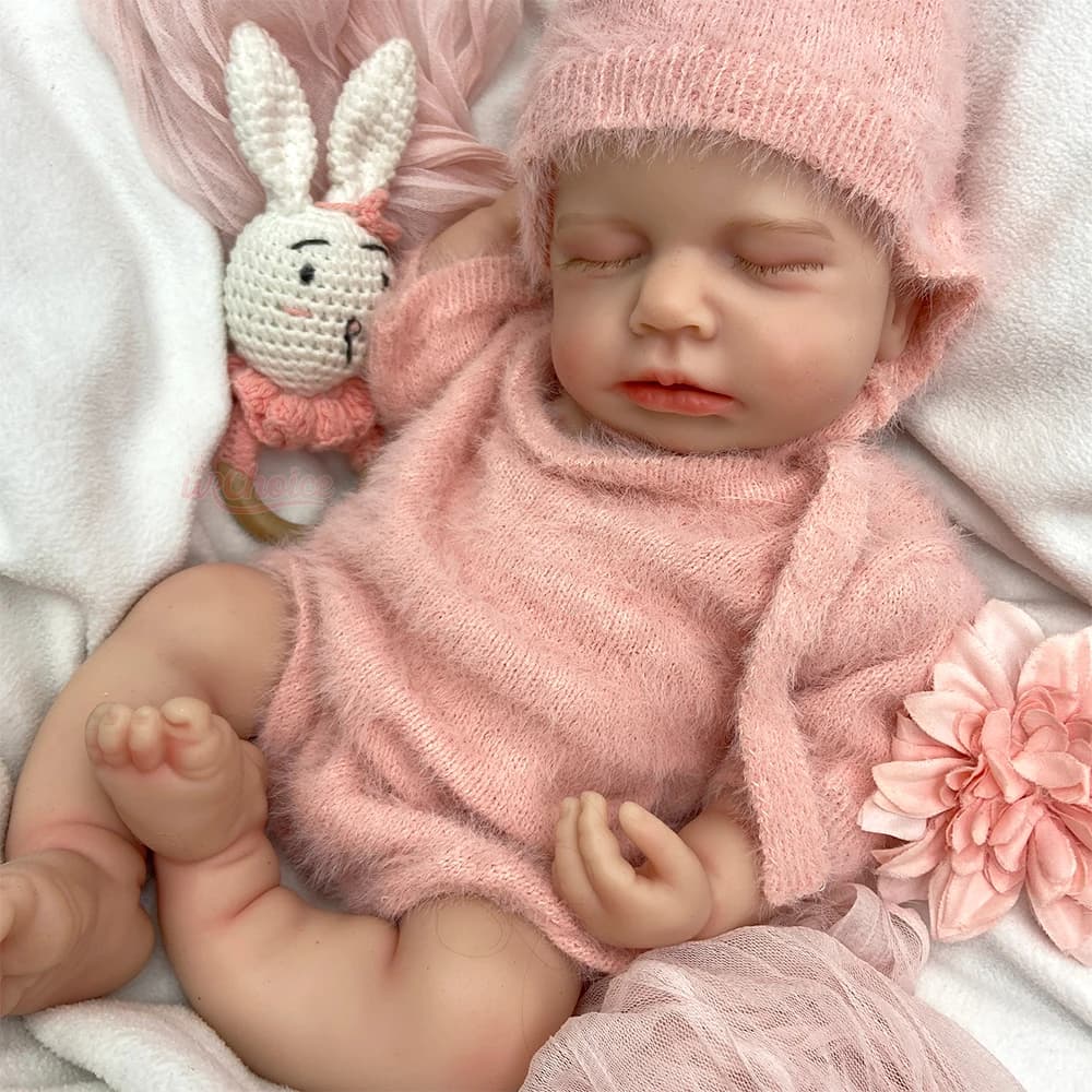 Bambola Reborn Realistica da 45 cm in Silicone Morbido a Corpo Intero, Bambola Neonata con Bocca Aperta e Peso Realistico per Addestramento al Coccole e Cura dei Bambini