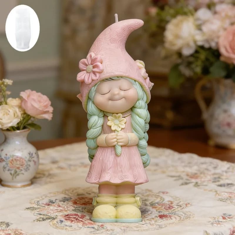 Stampo in silicone a forma di ragazza con cappuccio e trecce intrecciate, stampo per candele profumate fai da te a forma di ragazza dei fiori, stampo per pietre diffusore, strumenti per decorare torte