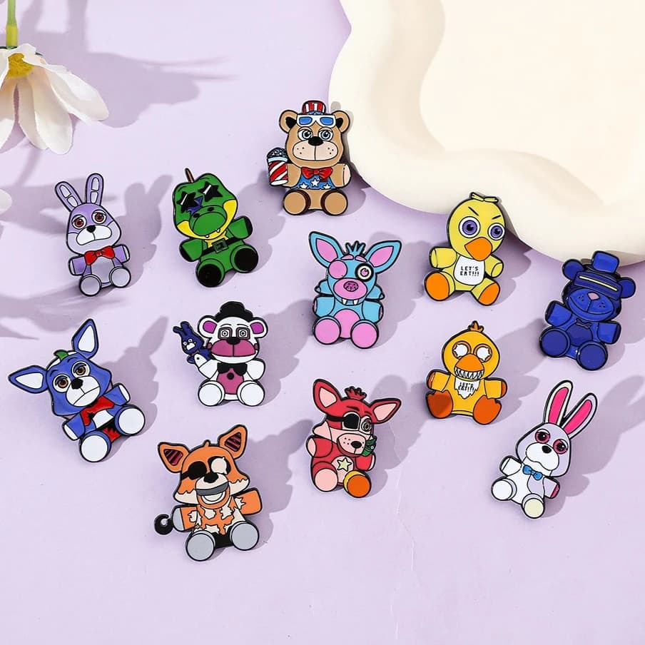 Five Nights At Freddys Glazed Spilles Children Fnafs Nice Spilles for Women's Bags Decoration Children's Clothing Distinctive Classical Toys Gift