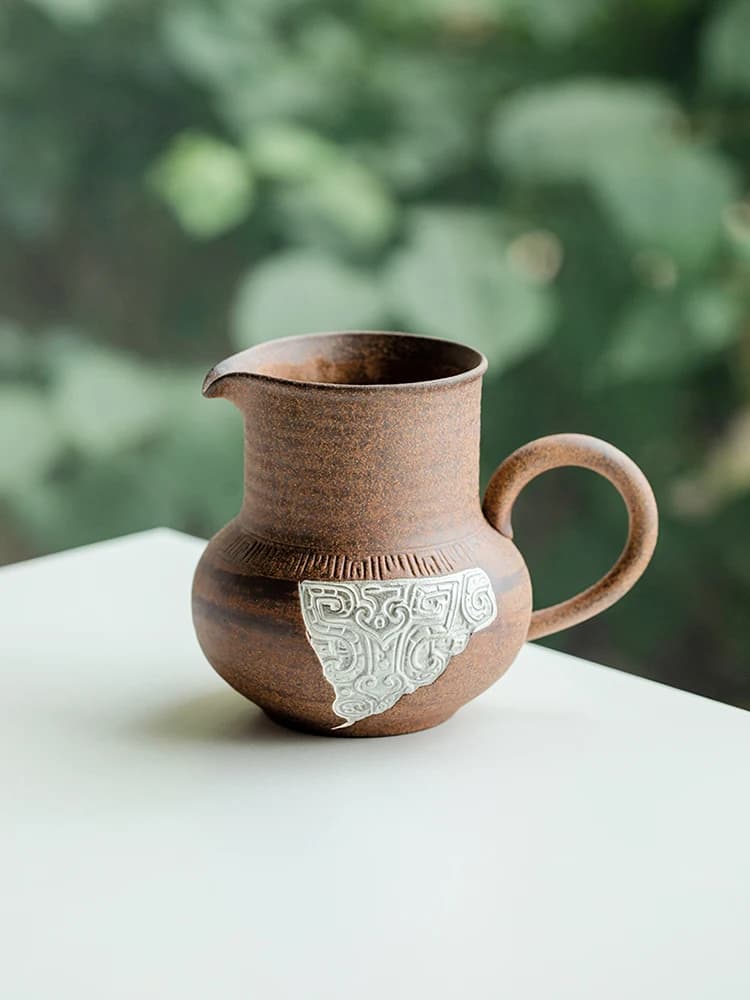 TaoTu Ceramic Public Cup Fair Tea Cup Gongfu Tea Set Silver-Stamped Rock Clay Ceramics Tyrannical Pattern Public Cup
