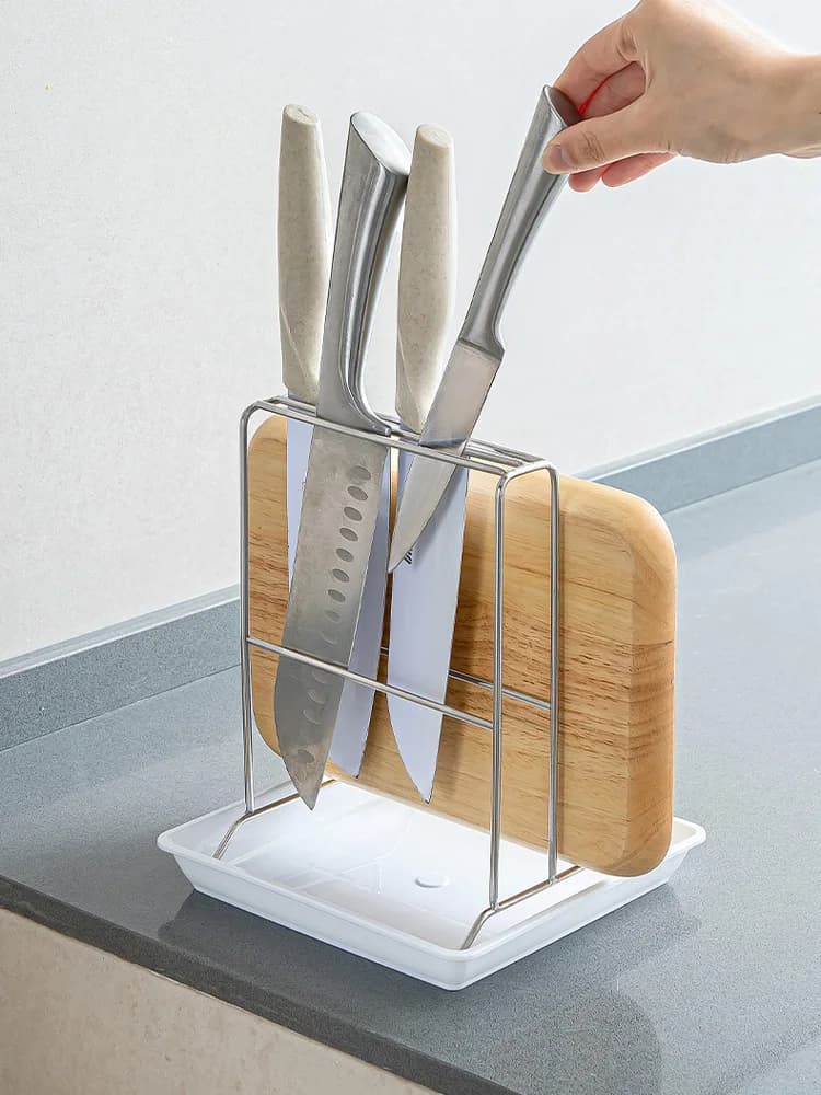 Stainless Steel Kitchen Knife Holder with Integrated Cutlery Door and Cutlery, Floor Covers, for Home Use