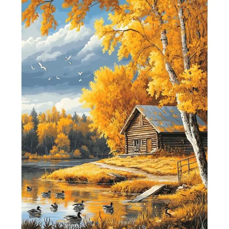 RUOPOTY Dipingi con i numeri per adulti Cornice Autunno Villaggio Fai da te dipinto a mano Pittura Paesaggio Immagine Decorazione della parete di casa Regalo