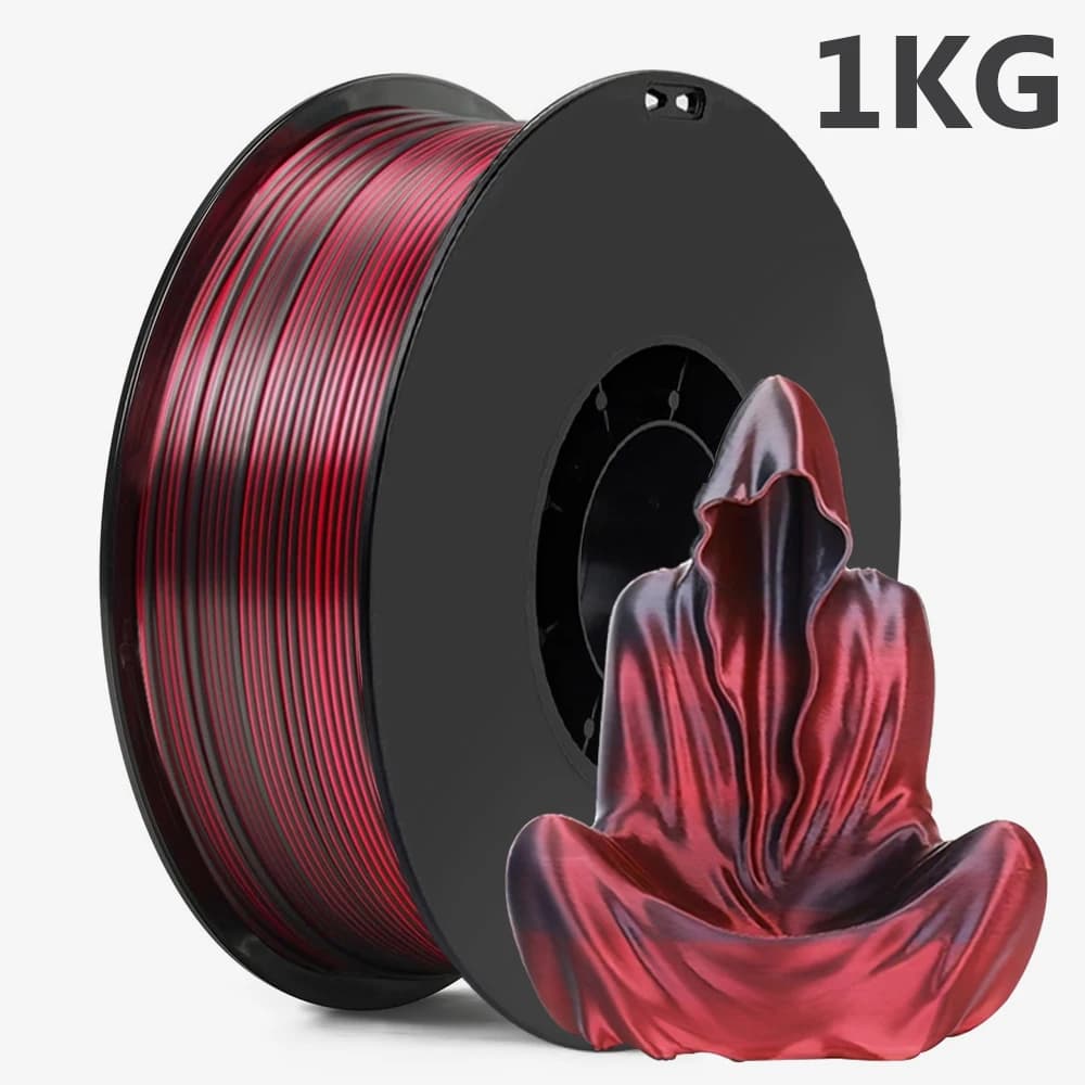 3D Printer Filament 1 kg Red Black Silk PLA 1,75 mm 3D Printing Material Sublimation Extruder 200 g Red Silk Pla Two colors