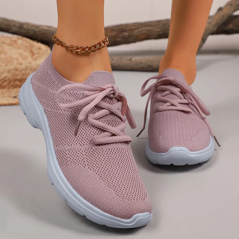 Scarpe da corsa da donna in maglia traspirante Scarpe da ginnastica casual leggere antiscivolo Scarpe da passeggio sportive comode da donna