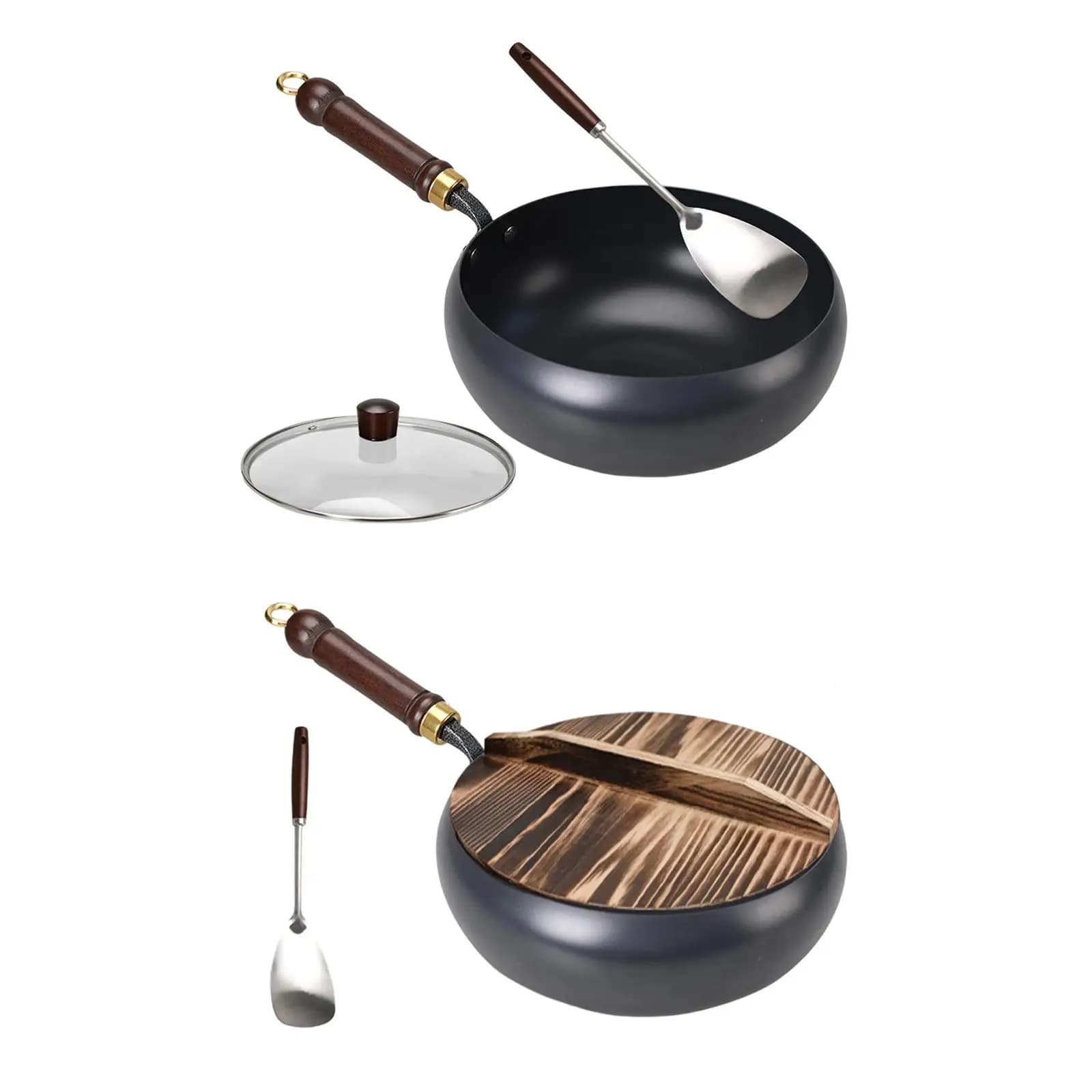 Wok pan in Iron Plate Anti-stick, Potential Deep Potty for Gas, Induction and Electric Cuisine