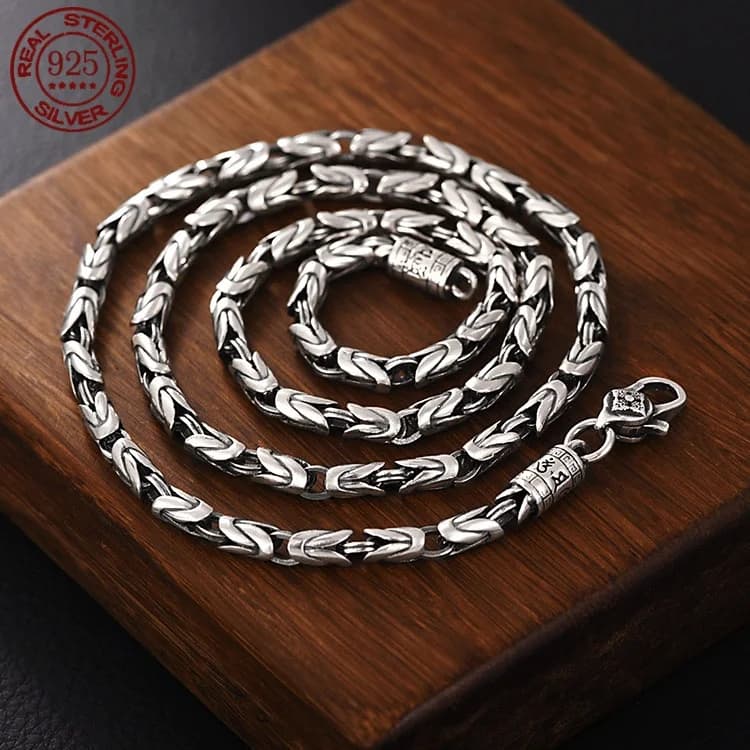 Prezzo di fabbrica di Nuovo Modo 100% Puro S925 Gioielli In Argento Retro 6 MILLIMETRI di Spessore Mantra a Sei Caratteri Personalità Alla Moda Uomo Collane