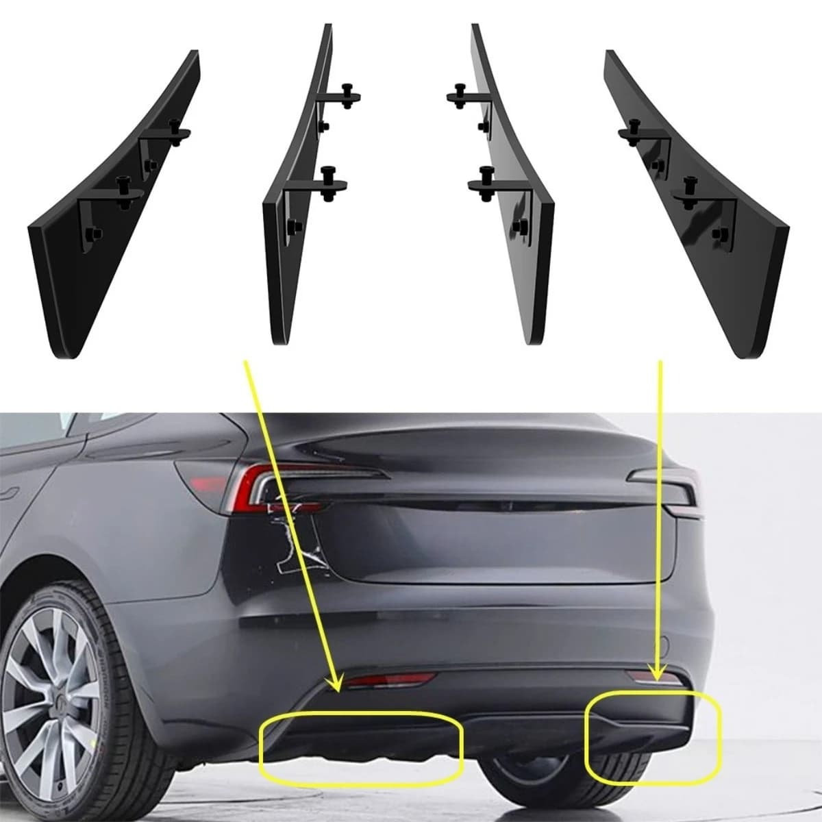 Per Tesla Model 3 2023-2025: Spoiler Posteriore, Diffusore e Protezione Paraurti - Accessori Auto