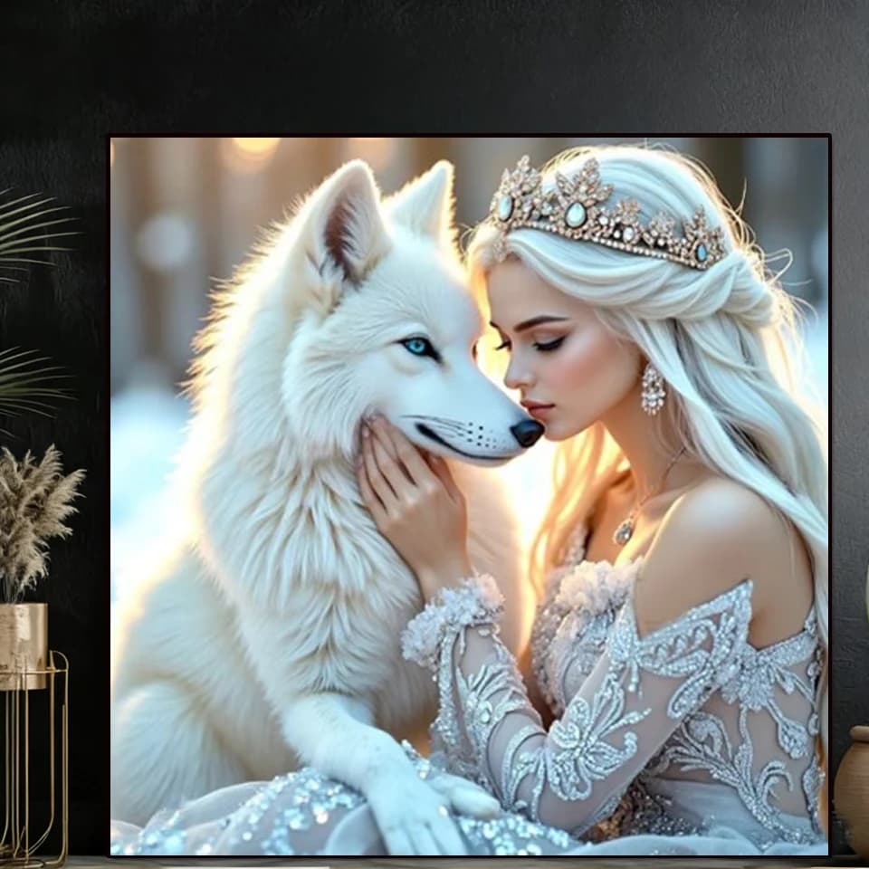 Pittura diamante 5D fai da te 2026 Bella donna e lupo punto croce set diamante mosaico arte drago volpe unicorno diamante ricamo