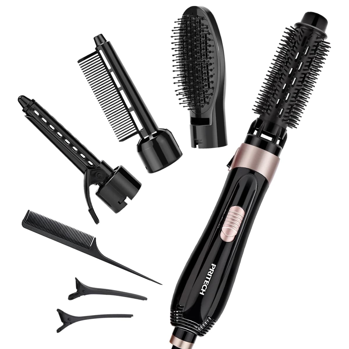 Pritech 4 in 1 spazzola per asciugacapelli Salon Styler Kit pettine caldo per le donne, piastra per capelli elettrica a ioni negativi ferri arricciacapelli