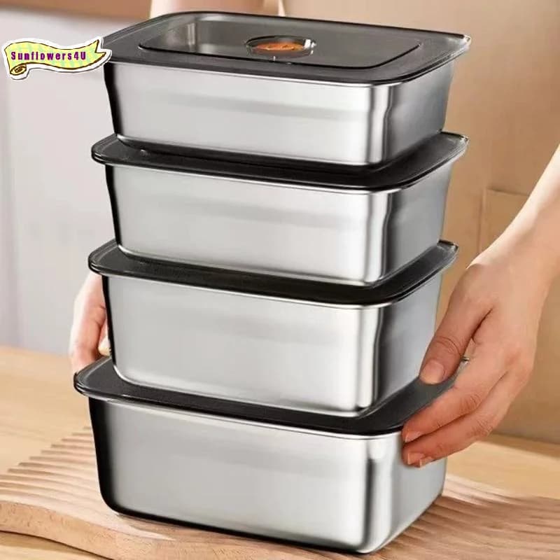 Stainless Steel Sealed Lunch Box Large Capacity Food Safe Storage Container for Student Camping Refrigerator Freezer Use