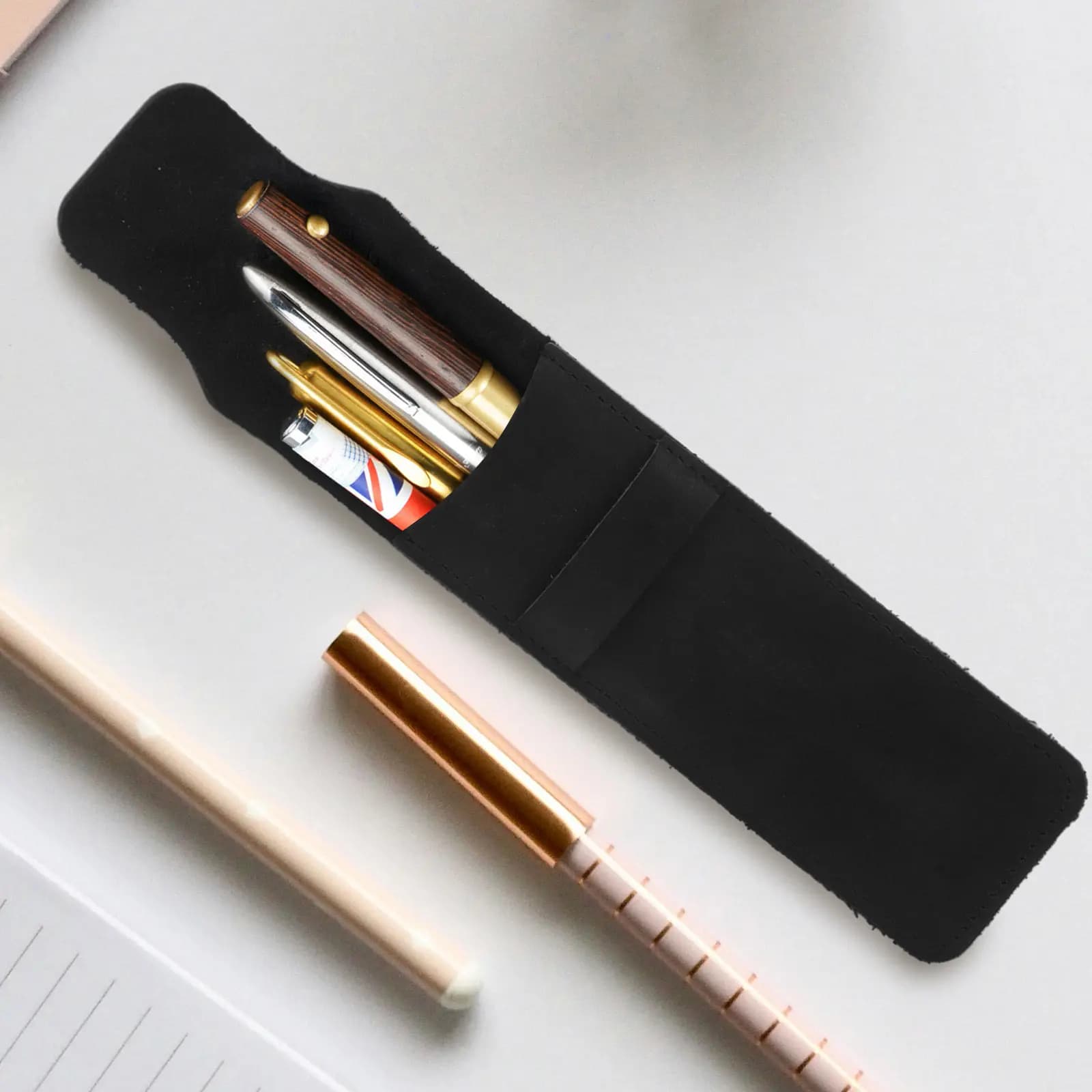 Pen Case Classic Stylish Scratch Proof Pen Protector Sleeve Stationery Storage Pouch for Fountain Ballpoint Pens