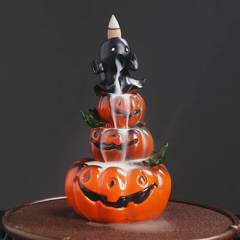 Bruciatore di incenso in resina riflusso Creativo Zucca di Halloween Ornamento Fatto a mano Cascata Riflusso Bruciatore di incenso Home Office Decor