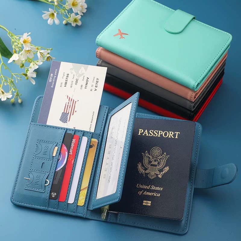 Custodia per passaporto per donna in pelle PU uomo RFID porta passaporto da viaggio porta carte di credito custodia portafoglio accessori da viaggio d'affari