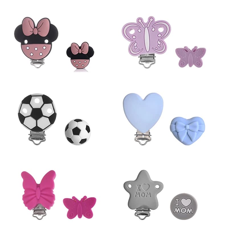 2 pz/set Animale Del Fumetto Massaggiagengive Collana Perline di Silicone Ciuccio Clip FAI DA TE Fatti A Mano Manichino Catena di Supporto Per L'allattamento Dentizione Giocattoli