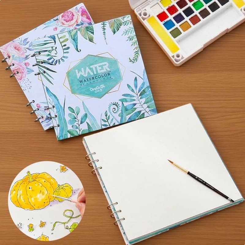 Loose-leaf Sketchbook 20 Sheets 300gsm Paper Can Turned 360° for Watercolor Painting Graffiti Outdoor Sketching