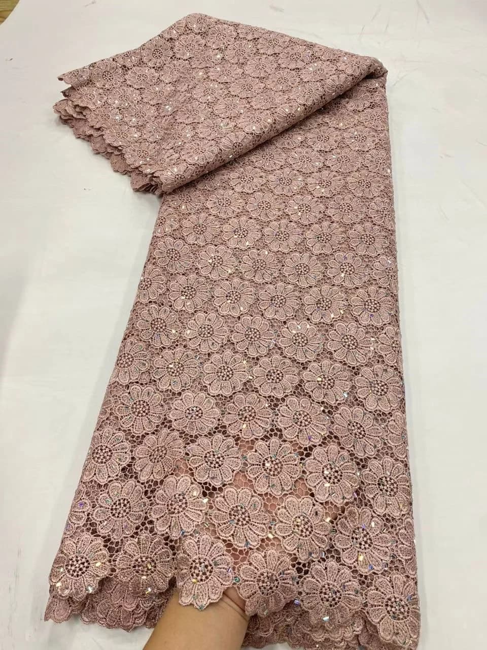 2026 High-Quality African Nigerian Tulle Lace Fabric Embroidery Sequins French Guipure Fabric for Party/Wedding Dresses 5 Yards