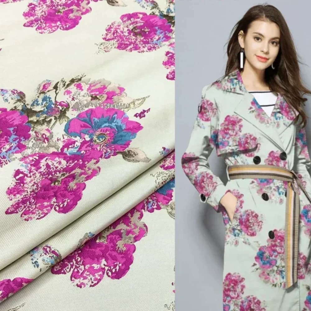 Bronzing Embossed Jacquard Fabric Autumn Winter Thick Dress Windbreaker Brocade Cloth By The Meter Diy Sewing Material