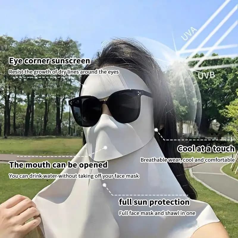 Ice Silk Sun Protection Mask Full Face UPF50+ Anti-UV Neck Scarf Breathable Sunshade Face Mask Cycling Mask