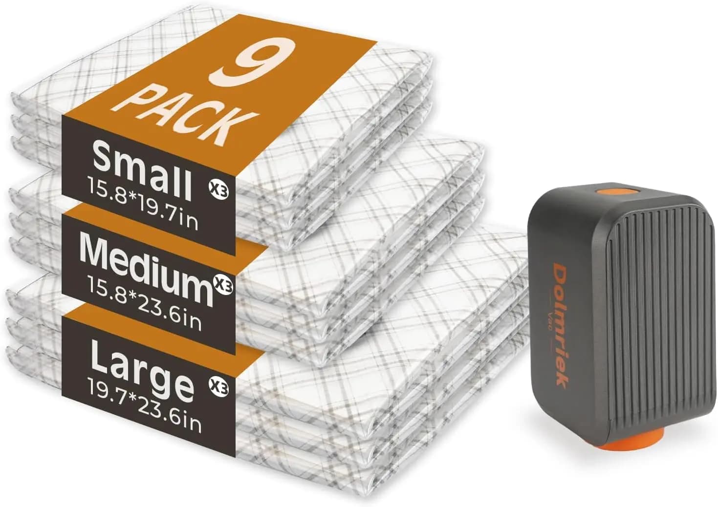Sacchi Sottovuoto Elettrici USB per Compressione, Confezione da 9, per Vestiti e Risparmio Spazio Bagagli