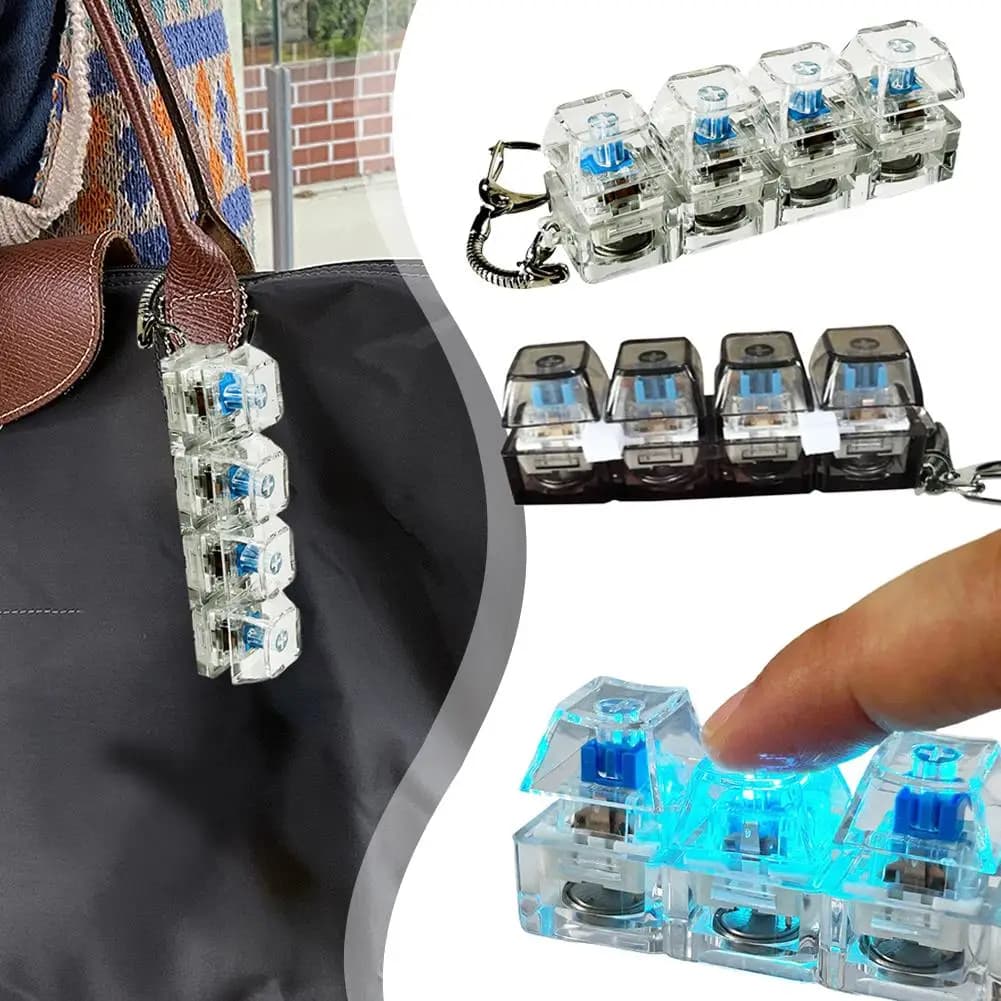 Portachiavi Auto alla Moda con Luce RGB, Portachiavi Meccanico Portatile a 4 Tasti, Giocattolo Antistress per Alleviare l'Ansia