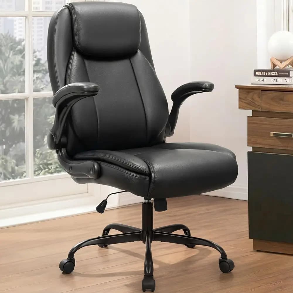 Sedia da gaming ergonomica con schienale alto, braccioli regolabili, altezza e ruote girevoli - Pelle PU nera