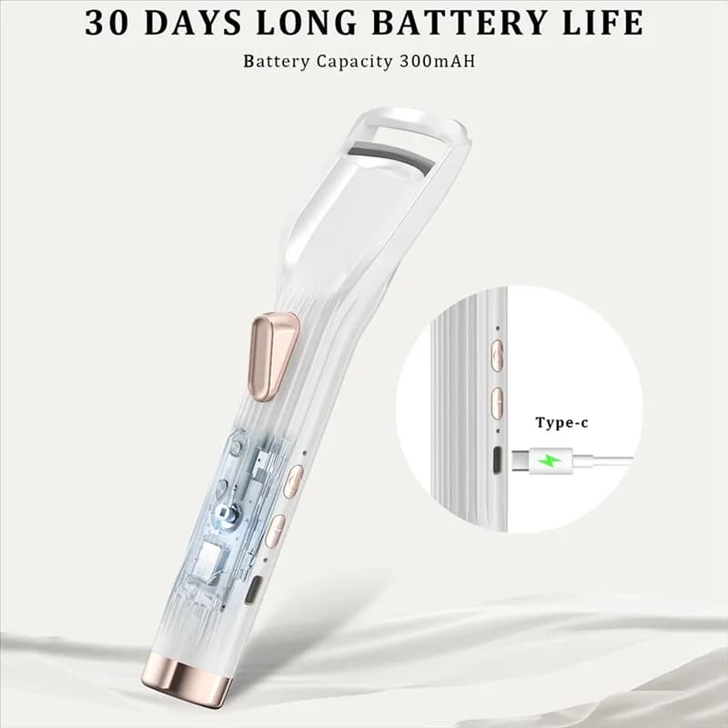 Piegaciglia Premium PRO riscaldato elettrico: riscaldamento rapido di 8 secondi, durata della batteria di 24 ore