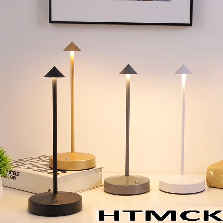 Rechargeable LED Table Lamp Touch Sensor Night Desk Lamp 3 Color Temperatures Stepless Dimming for Restaurant Hotel Bar Bedroom