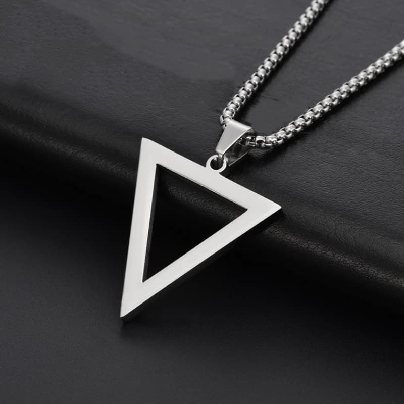 Stainless Steel Hollow Triangle Pendant Necklace for Men, Modern Geometric Stacking Streetwear Jewelry Gift
