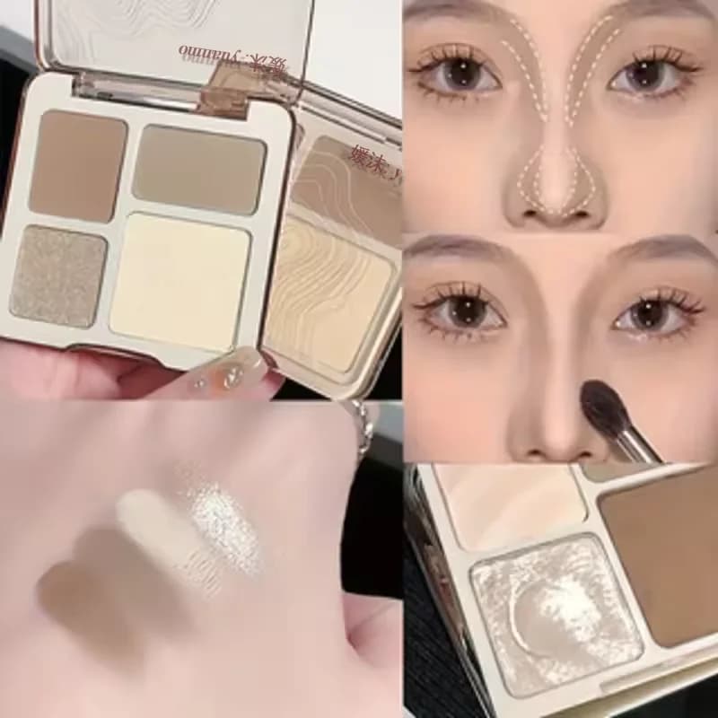 Three-dimensional contours palette to highlight the four-color face, three-dimensional, long-lasting opaque illuminating cosmetics