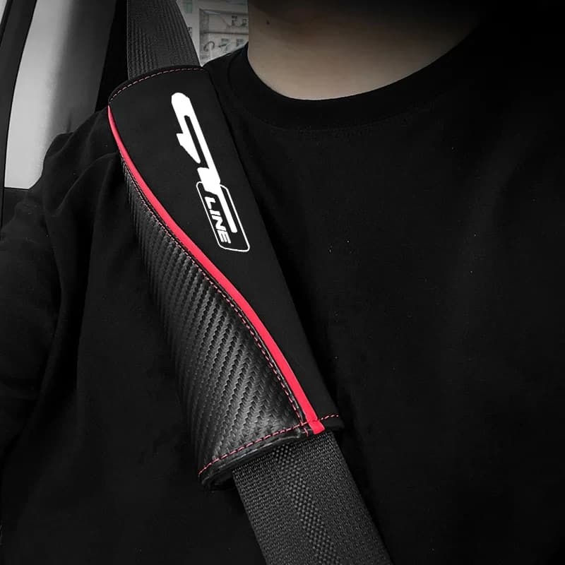 2 pcs car leather belt safety cover shoulder protectors for Hyundai KIA Peugeot GT LINE K3 K4 K5 3008 106 406 407 408 4008