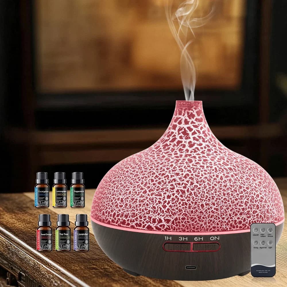 Diffusore di Aromi e Umidificatore da 550ml, Ultrasonico, con Spegnimento Automatico, Silenzioso per Casa e Camera da Letto