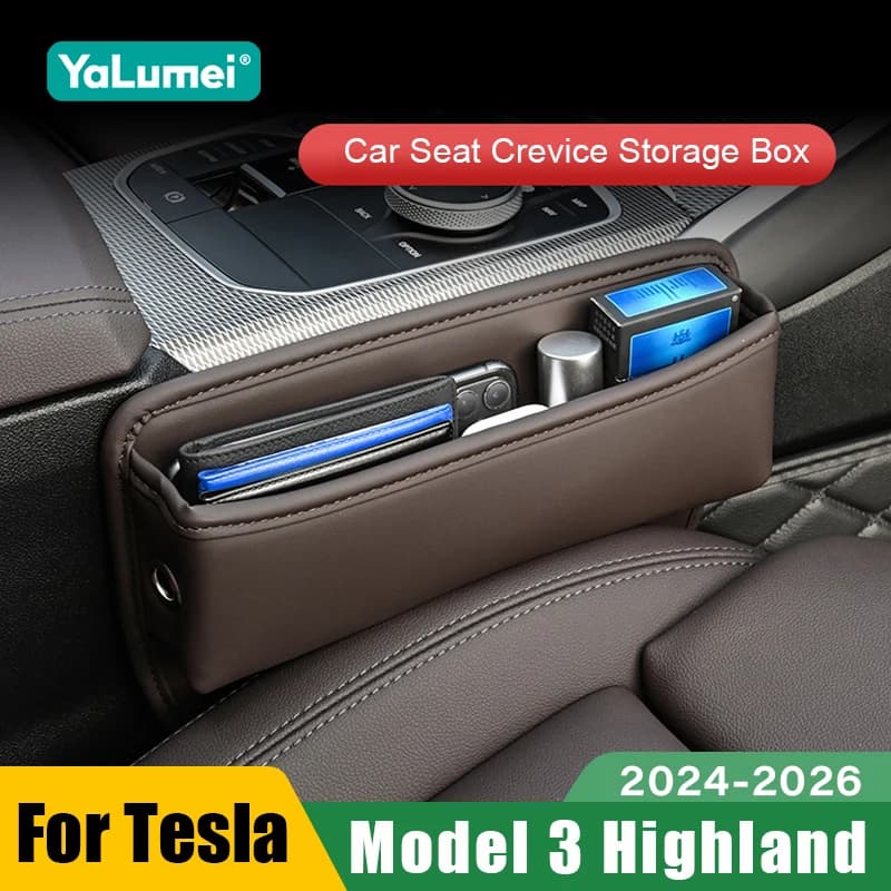 For Tesla New Model 3 Highland 2024 2025 2026 Car Seat Slot Storage Box Pocket Key Support Phone Organizer Accessories