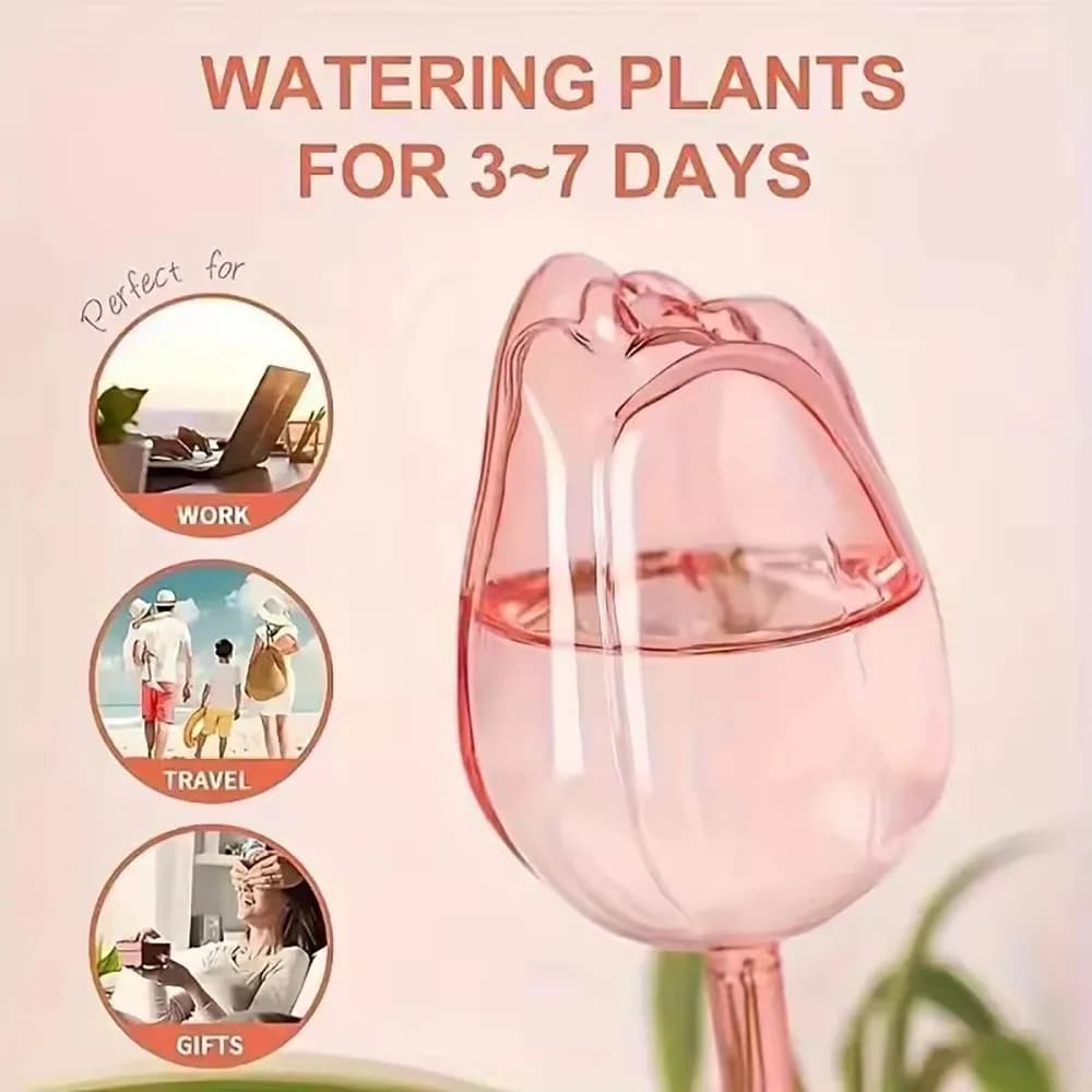 Tulip Shaped Plastic Self Watering Spikes Adjustable Drip Automatic Plant Waterer for Indoor Potted Plants Vacation Business