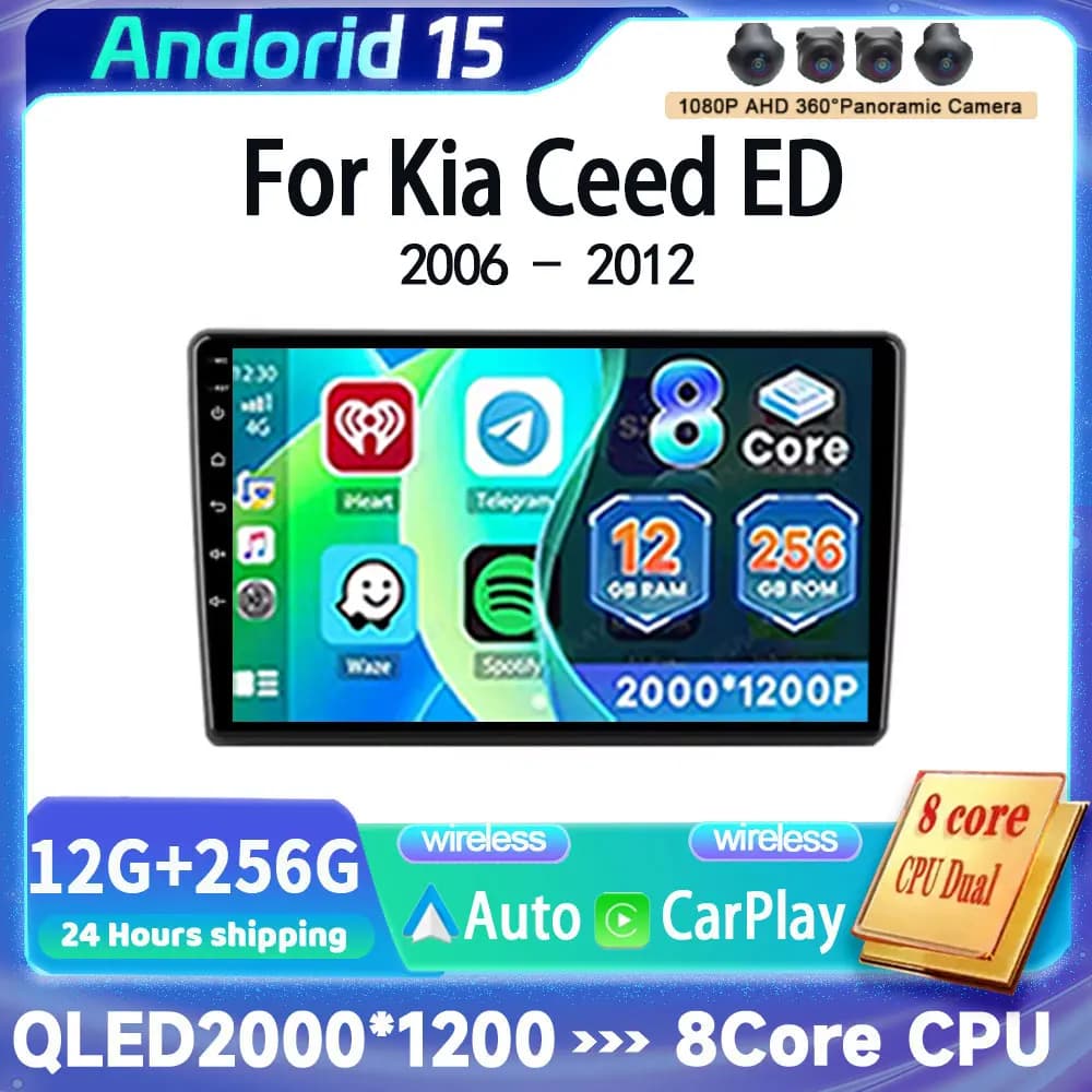 Android 16 Carplay Auto For Kia Ceed ED 2006 2007 2008 2009 2010 2011 2012 Car Radio Multimedia Player Video Stereo WIFI+4G DSP