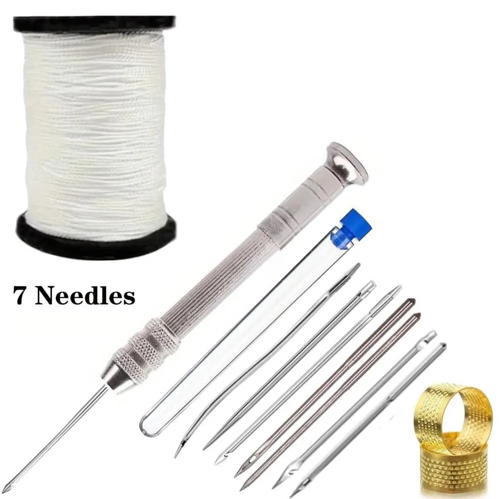 Set di puntali per cucire in pelle multifunzionale Kit di strumenti professionali per la riparazione di scarpe artigianali fai-da-te Filo di nylon con gancio dritto